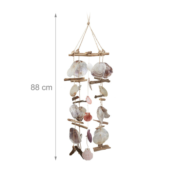 Carillons éoliens en bois flotté avec coquillages