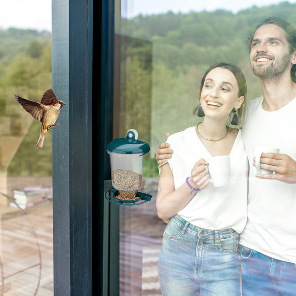 Station d'alimentation pour oiseaux avec ventouse