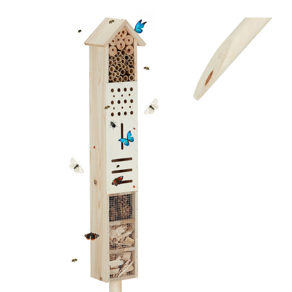 Hôtel à insectes avec poteau