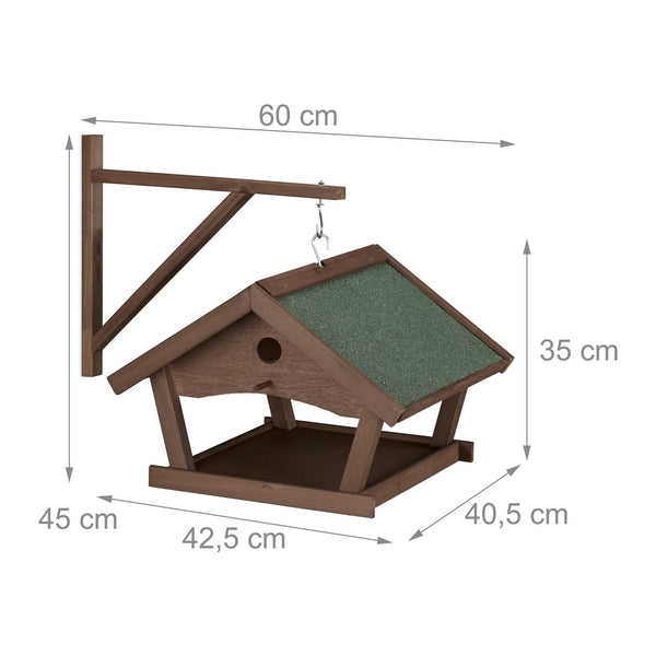 Mur de mangeoire à oiseaux suspendu marron