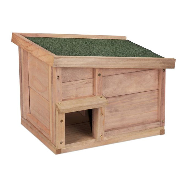 Houten egelhuis met bodem – overwinteringshuis met 2 kamers | Relaxdays
