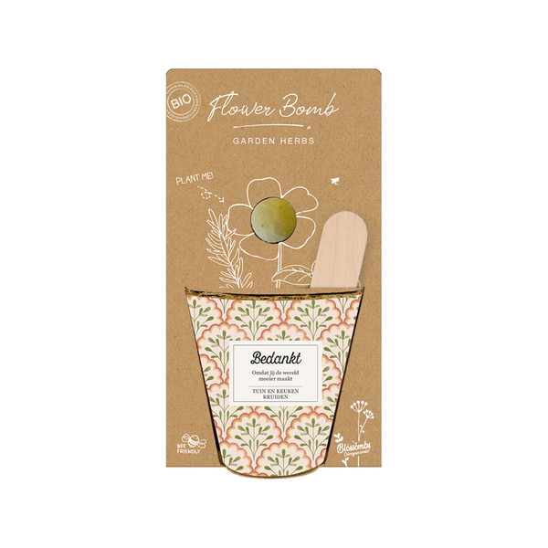 Grow kit "Bedankt" met Tuin- en Keukenkruiden Mix Zaadbommetje