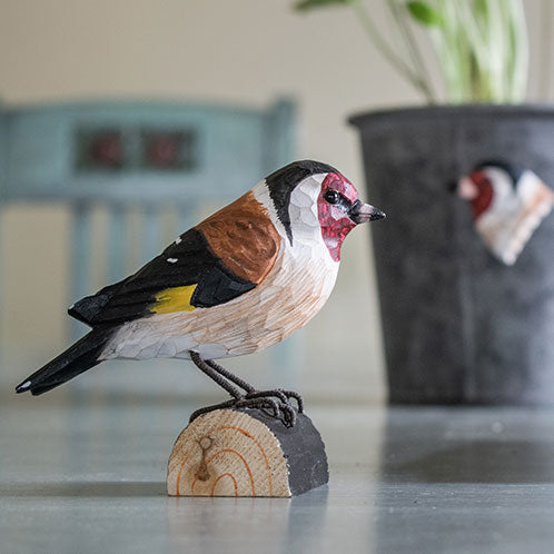 Vogelbeeldje Putter – Handgesneden Houten Decoratievogel | DecoBird Wildlife Garden – foto 5
