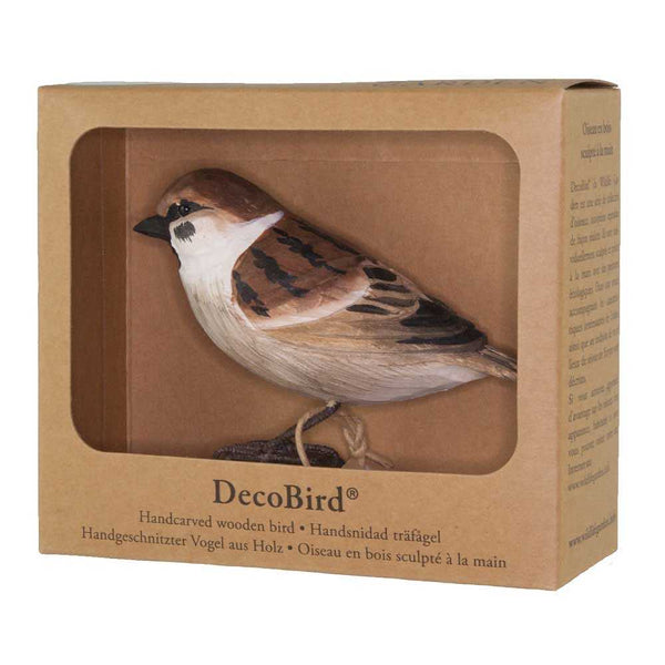 Vogelbeeldje Ringmus – Handgesneden Houten Decoratievogel | DecoBird Wildlife Garden – foto 3
