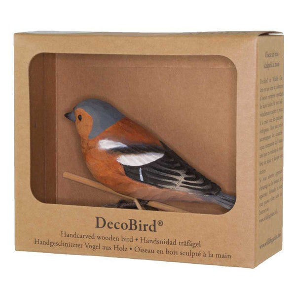 Vogelbeeldje Vink – Handgesneden Houten Decoratievogel | DecoBird Wildlife Garden – foto 3