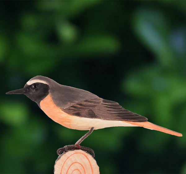 Vogelbeeldje Gekraagde Roodstaart – Handgesneden Houten Decoratievogel | DecoBird Wildlife Garden