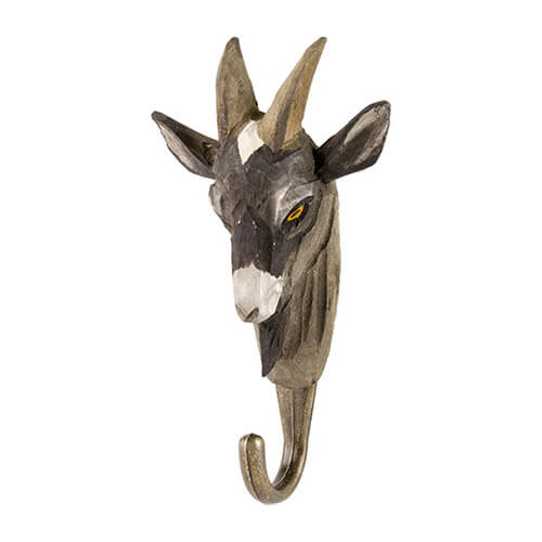 Kledinghaak Geit – Decoratieve Houten Wandhaak | Wildlife Garden