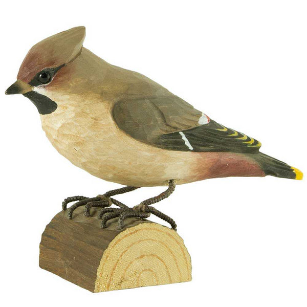Vogelbeeldje Pestvogel – Handgesneden Houten Decoratievogel | DecoBird Wildlife Garden