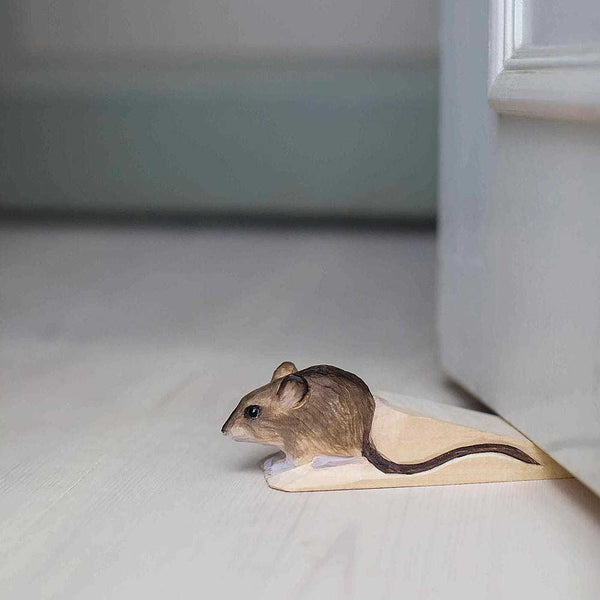Houten Deurstopper Muis - Decoratief & Functioneel | Wildlife Garden