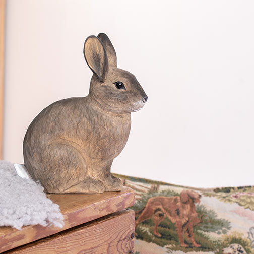 Houten Konijn Beeldje Tuindecoratie - Handgesneden DecoAnimal | Wildlife Garden
