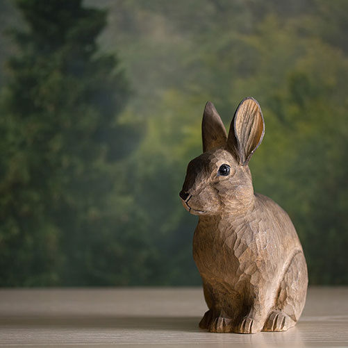 Houten Konijn Beeldje Tuindecoratie - Handgesneden DecoAnimal | Wildlife Garden