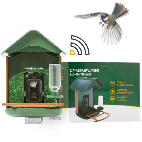 Camouflage EZ-BirdFeed - Mangeoire à oiseaux avec caméra IA