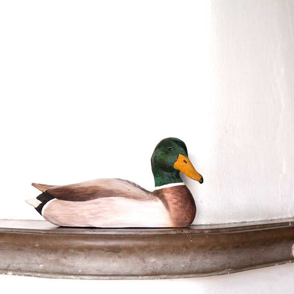 Vogelbeeldje Wilde Eend – Handgesneden Houten Decoratievogel | DecoBird Wildlife Garden