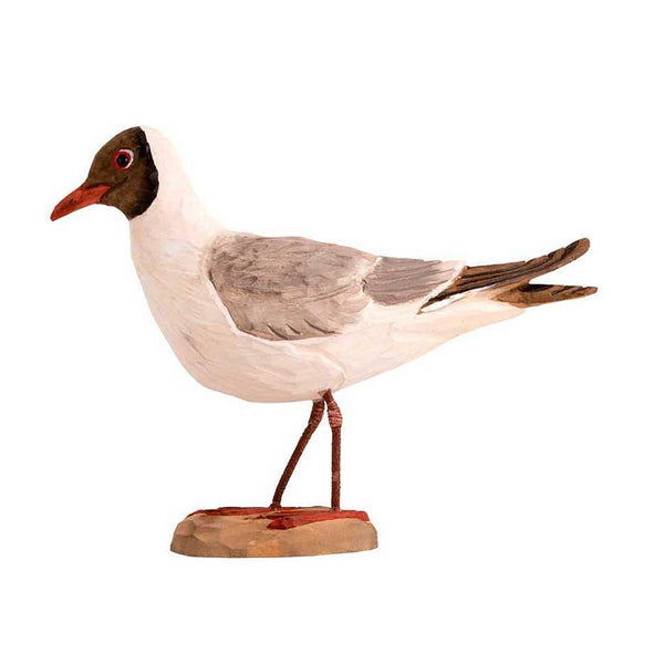 Vogelbeeldje Kokmeeuw – Handgesneden Houten Decoratievogel | DecoBird Wildlife Garden