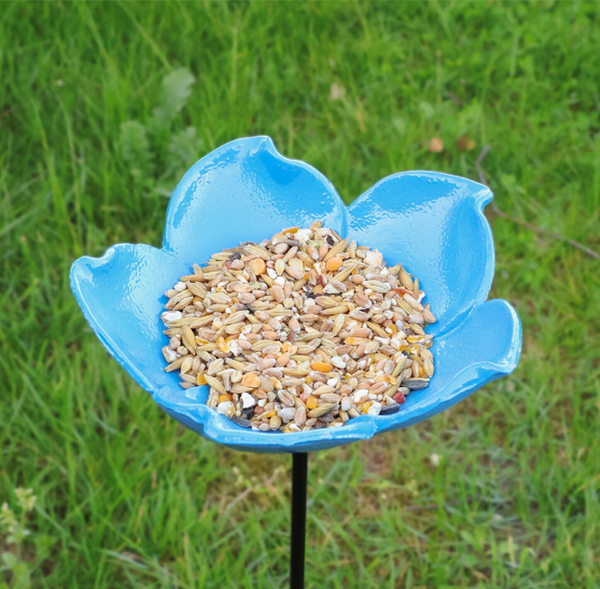 B‑Ten Gift Feeder Stake Vergeet‑me‑niet – Metalen bloemvormige vogelvoeder op paal – 50 cm