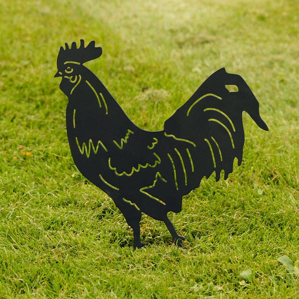 Tuinsilhouet Haan – Zwart Metalen Tuindecoratie, Windwijzer-Look | Wildlife Garden