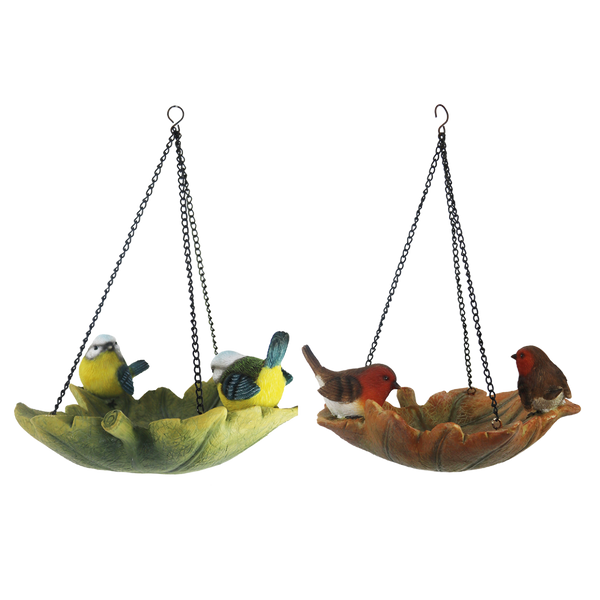 Bain d'oiseau suspendu en forme de feuille