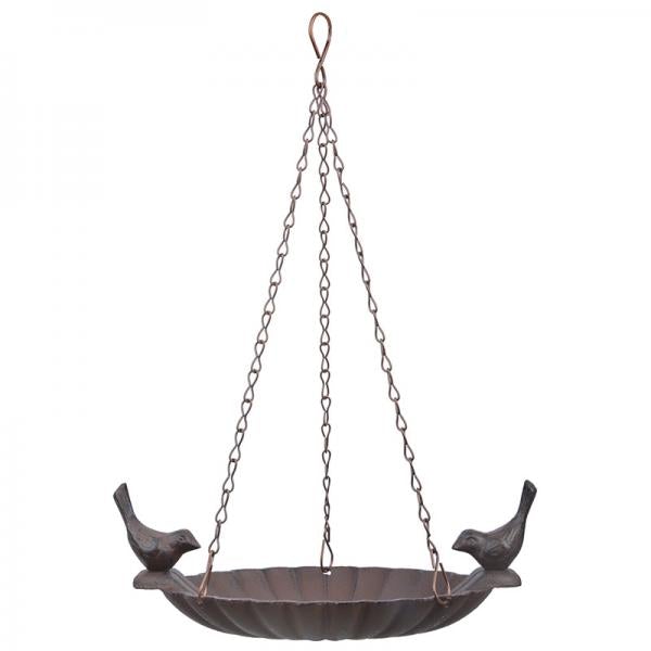 Esschert Design - Bain d'oiseaux suspendu avec 2 oiseaux