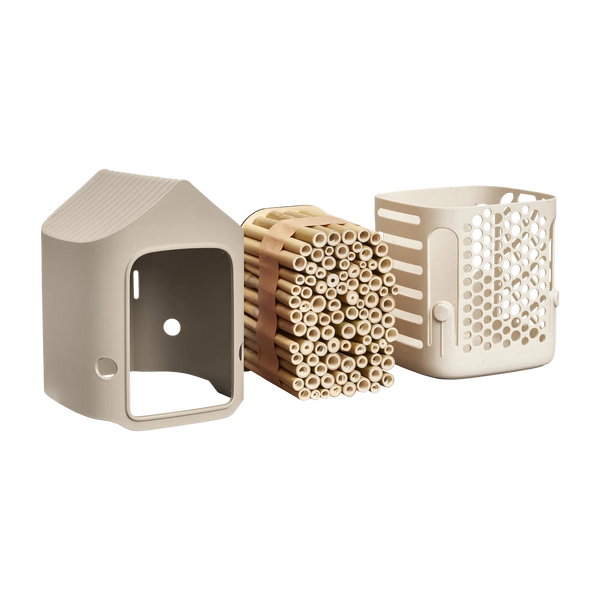 Cosy insectenhotel paddenstoel beige – voor solitaire bijen, lieveheersbeestjes & gaasvliegen | Duurzaam gerecycled kunststof