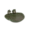 Grenouilles en céramique Birdbath sur feuille