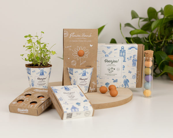Gift Box Small "Voor jou!" met 7 Hollandse Mix Zaadbommetjes