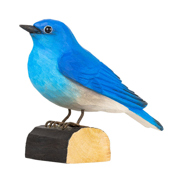 DecoBird Mountain Bluebird – handgesneden houten vogel 14 cm