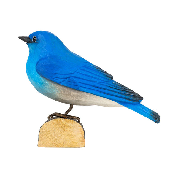DecoBird Mountain Bluebird – handgesneden houten vogel 14 cm