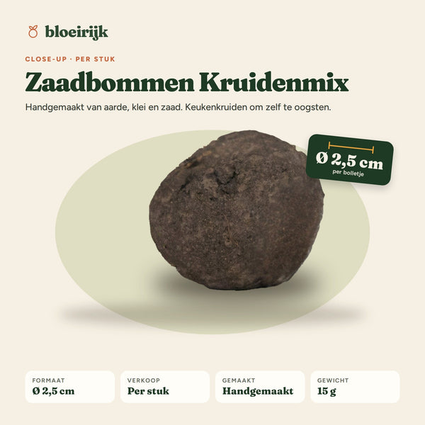 Close-up zaadbom kruidenmix, Ø 2,5 cm