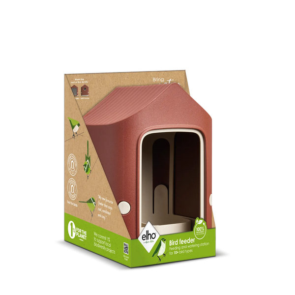 Cosy vogelvoeder Toscaans rood – vogelvoerhuisje voor tuin & balkon | Duurzaam gerecycled kunststof & weerbestendig
