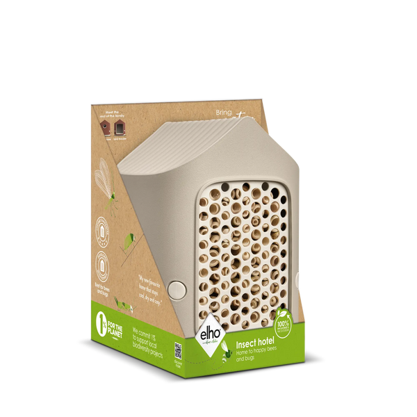 Cosy insectenhotel paddenstoel beige – voor solitaire bijen, lieveheersbeestjes & gaasvliegen | Duurzaam gerecycled kunststof
