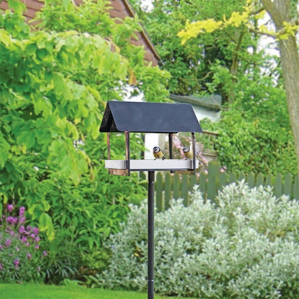 Esschert Design - Table d'alimentation sur broche anthracite/blanc