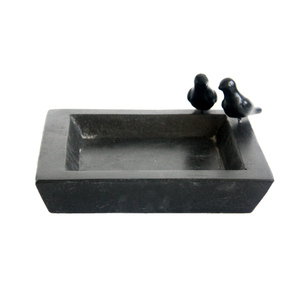 Bain d'oiseaux carré en terrazzo