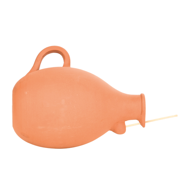 Terracotta mezen en mussen vogelpot