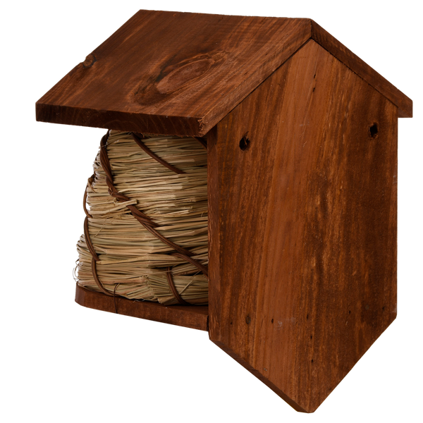 Vogelhuisje Bijenkorfvorm Vurenhout en Riet | Esschert Design – foto 5