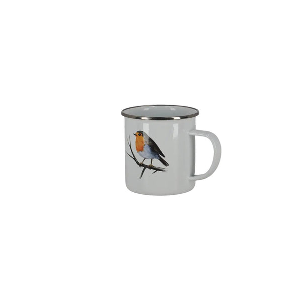 Emaille mok aquarel vogel – design 4, aanzicht 2