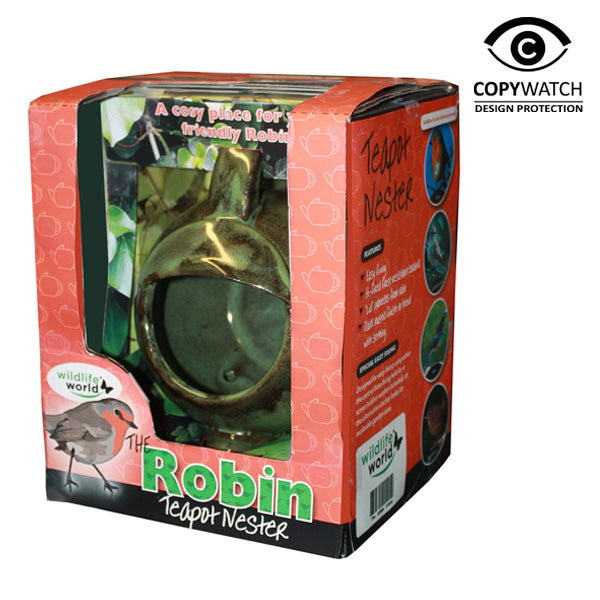 Théière nichoir pour rouge-gorge