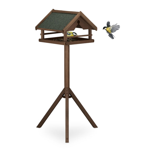Mangeoire à oiseaux marron sur pied