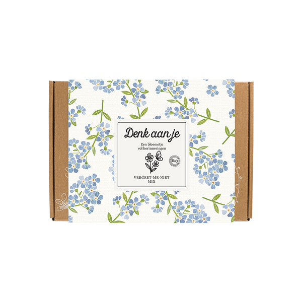Gift Box Small "Denk aan je" met 7 Vergeet-me-niet Mix Zaadbommetjes