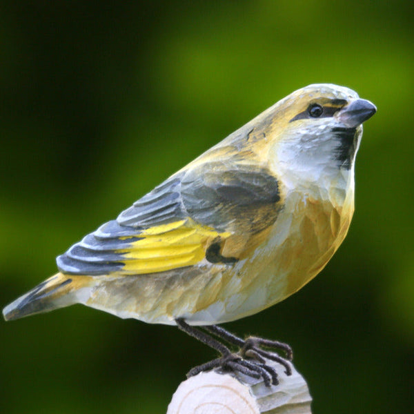 Vogelbeeldje Groenling – Handgesneden Houten Decoratievogel | DecoBird Wildlife Garden – foto 3