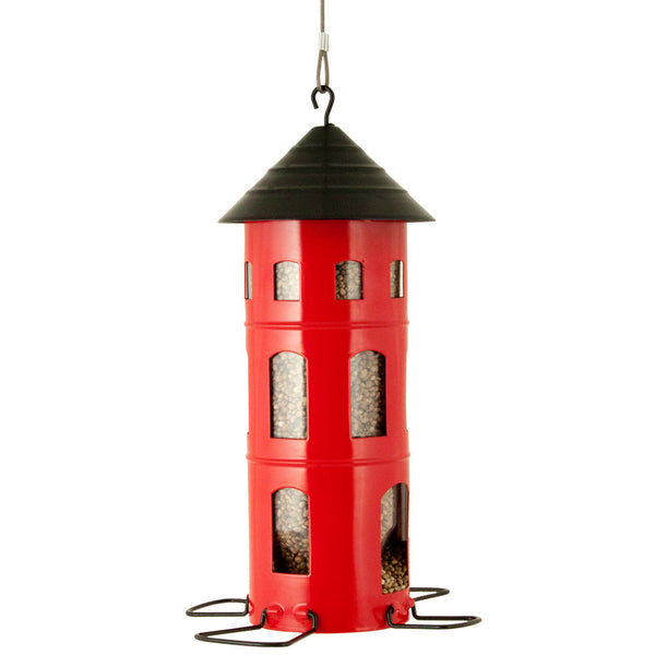 Hangende Vogelvoedersilo Rood - Combi Voederhuis | Wildlife Garden
