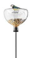 Mangeoire à oiseaux en verre avec bain d'oiseaux