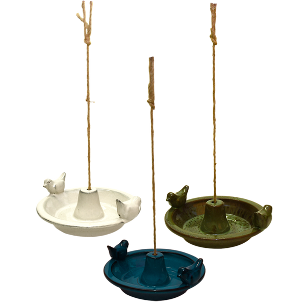 Bain d'oiseau suspendu rond en céramique