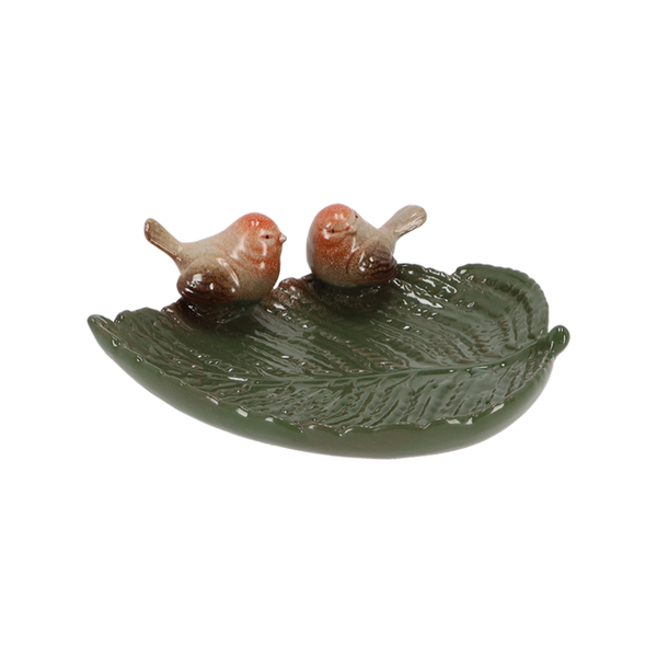 Oiseaux en céramique Birdbath sur feuille