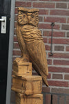 Sculpture bois chouette sur une pile de livres 120cm