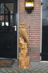 Houtsculptuur uil op stapel boeken 120cm