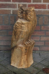 Chouette sculpture bois sur tronc