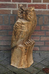 Chouette sculpture bois sur tronc