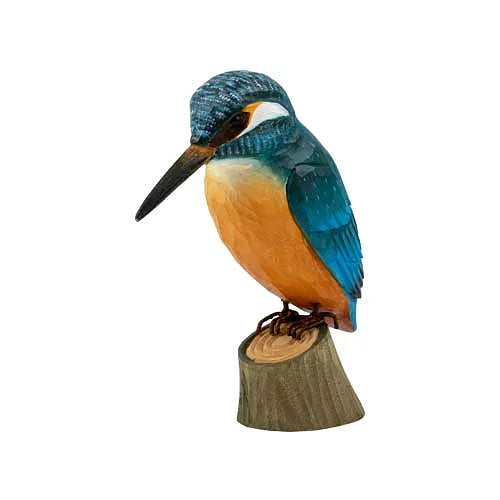 Vogelbeeldje IJsvogel – Handgesneden Houten Decoratievogel | DecoBird Wildlife Garden – foto 2