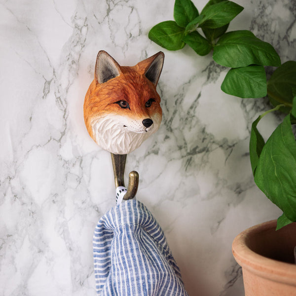 Kledinghaak Vos – Decoratieve Houten Wandhaak | Wildlife Garden