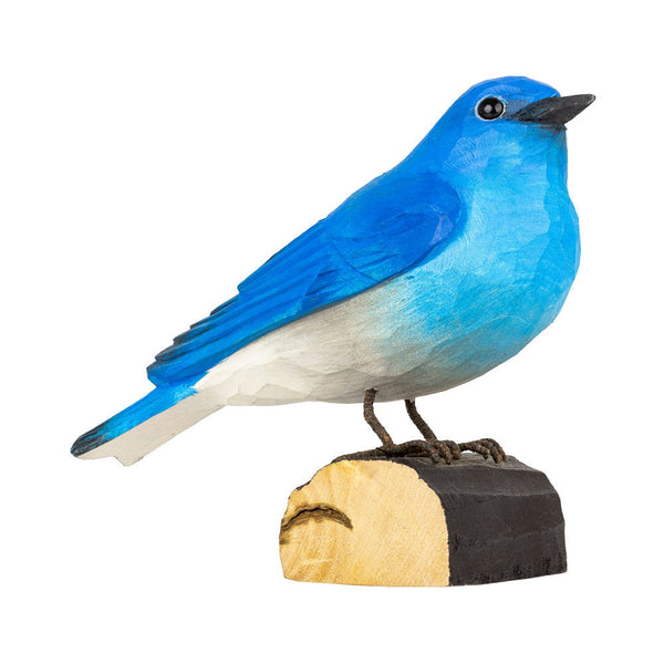 DecoBird Mountain Bluebird – handgesneden houten vogel 14 cm